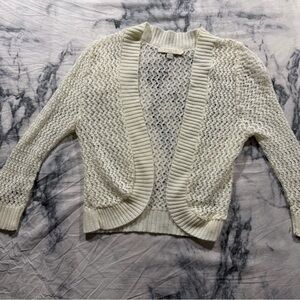 Light Cream Open-Knit Men’s Cardigan Sweater